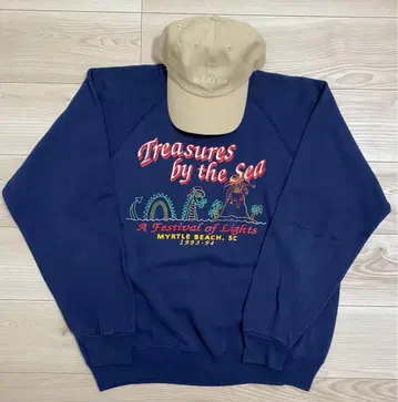 Hanes 90s 래글런 맨투맨 네이비 마틀 비치 트레져