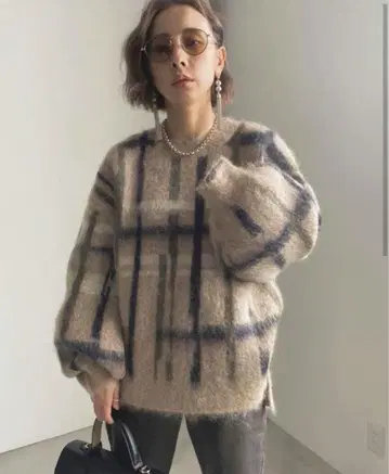 PAINT CHECK FLUFFY KNIT