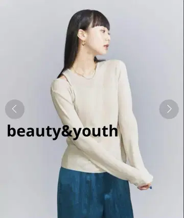 beauty&youth 코튼 리브 슬래시 레이어드 풀오버 니트