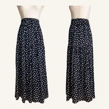 유나이티드 애로우즈 일본제 롱 스커트 블랙 도트 새틴 38