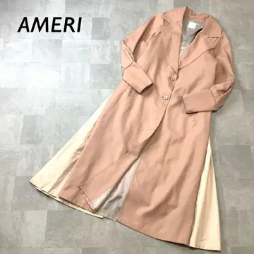 AMERI 바이컬러 디자인 트렌치코트 핑크 베이지