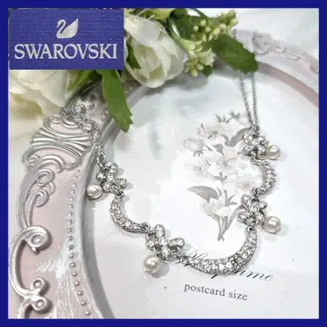 SWAROVSKI 목걸이 펄 비즈 W 체인 40cm