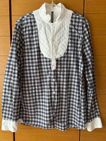 미사용품 FRAPBOIS 체크 무늬 긴팔 셔츠 (사이즈 2)