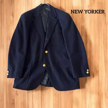 NEW YORKER 멜톤 울 네이비 블레이저 골드 버튼 M 상당
