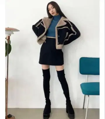 [ EMODA ] 랩 미니 스커트 인빵 포함 미니 스커트 블랙