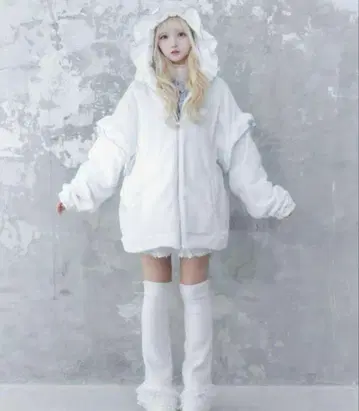 Whinny 베이비 프리프리 파카 화이트