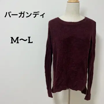 버건디 긴팔 니트 여성용 M~L
