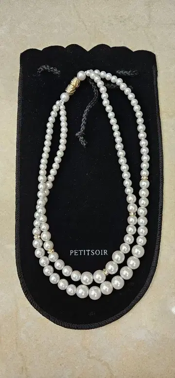 PETITSOIR 화이트 펄 이중 목걸이