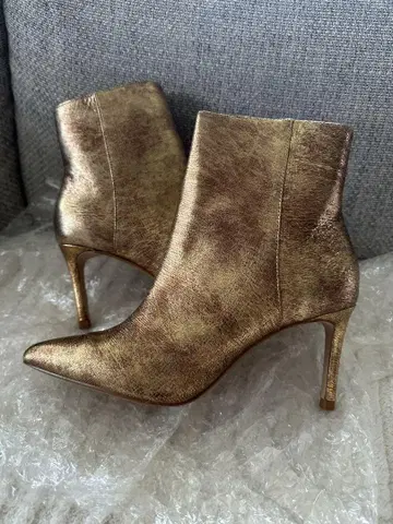 ZARA 골드 하이힐 부츠 38