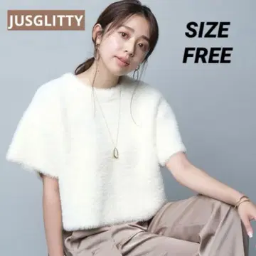 JUSGLITTY 샤기 크롭 니트