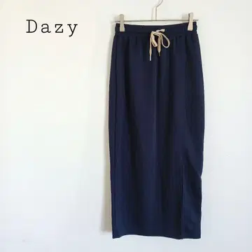Dazy 새상품급 슬릿 롱 타이트 스커트 내로우 드로우 스트링 네이비