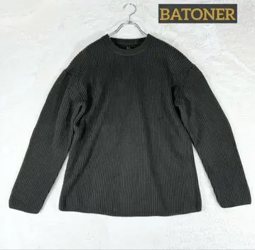 BATONER RIB CREW NECK 니트 긴팔 카키 사이즈 3