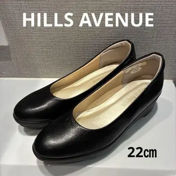 힐즈아베뉴 웨이브 밑창 가죽 펌프스 부드러운 블랙 22cm