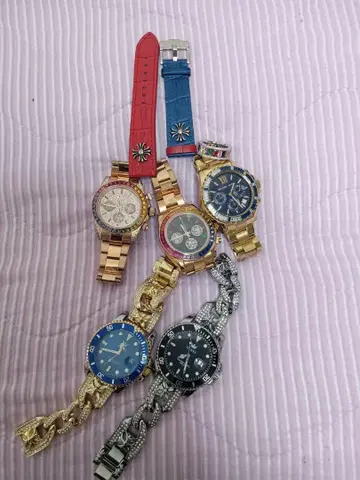 Michael Kors 레인보우 다이아 워치 다색 스톤 장식 반지 세트
