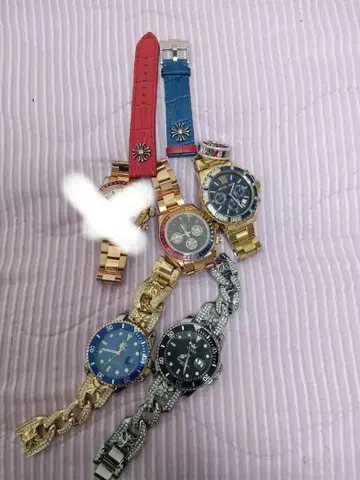 Michael Kors 레인보우 다이아 워치 다색 스톤 장식 반지 세트