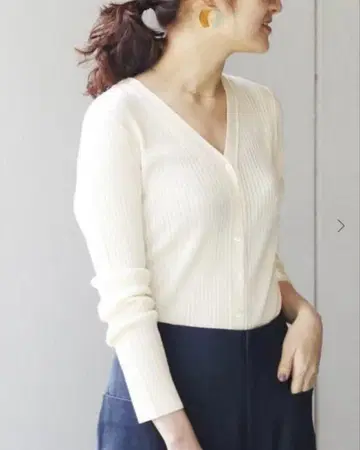 IENA 실크 혼방 리브 V넥 가디건