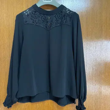 쉽스 레이스 블랙 블라우스 셔츠