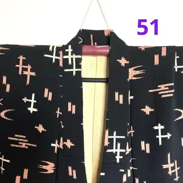 기모노 코몬 카스리 이중 기모노 블랙 블랙 51