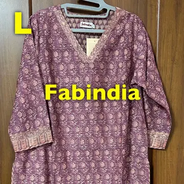 새상품 Fabindia 쿠르타 L 사이즈 코튼/실크 라벤더