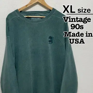USA 제조 90s 맨투맨 XL 틸 그린 자수 헤비 SANTEE