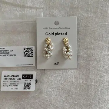 H&M 골드 플레이트 펄 귀걸이