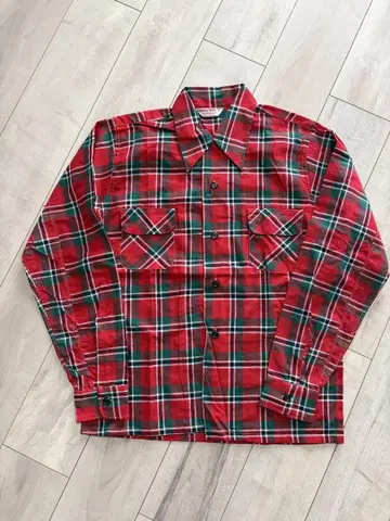 60년대 70년대 Lucky Boy 체크 무늬 긴팔 셔츠