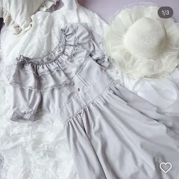 evelyn 원피스 프릴 레이스 롱 OP 아이스 그레이 롱 원피스
