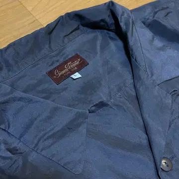 고급 vintage 70s 네이비 실크 100% 긴팔 셔츠