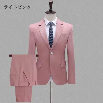 거의 미사용 남성용 셋업 핑크 촬영용