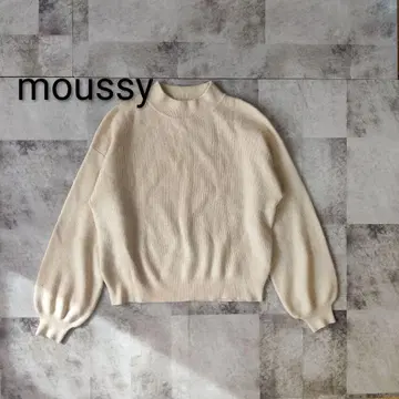moussy 리브 니트 하이넥 스웨터 아이보리 심플 무지