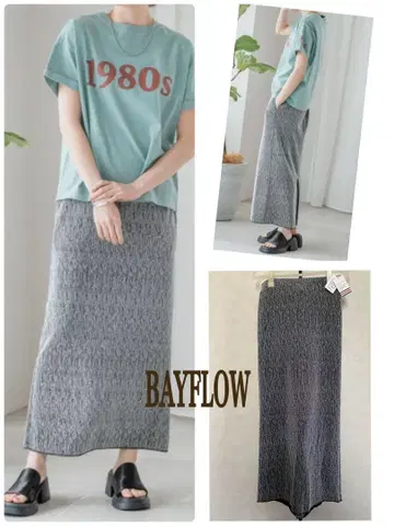 BAYFLOW 라메 컷 타이트 스커트 [택 포함]