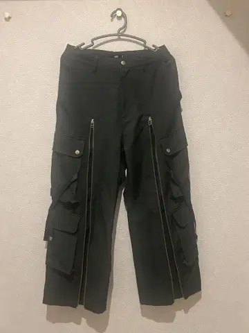 재료 ZIP 카고 팬츠(HARE) 블랙 S 사이즈