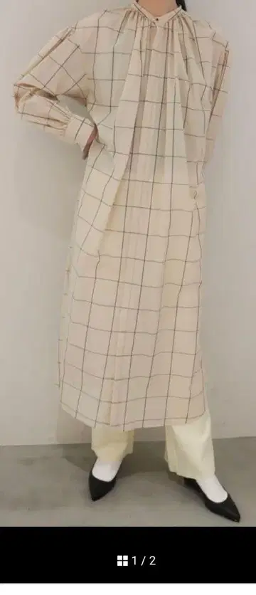 HYKE 하이크 PLAID GATHERED DRESS 1