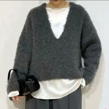 윔 가젯 믹스얀 V넥 풀오버 그레이