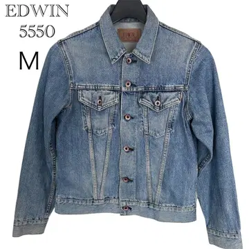 EDWIN 데님 자켓 5550 0088 빨간색 도넛 버튼 M