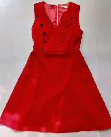 Aveniretoile 빨간색 슬리브리스 A라인 원피스