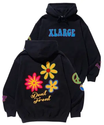 XLARGE 꽃무늬 자수 후드 부착 후드티