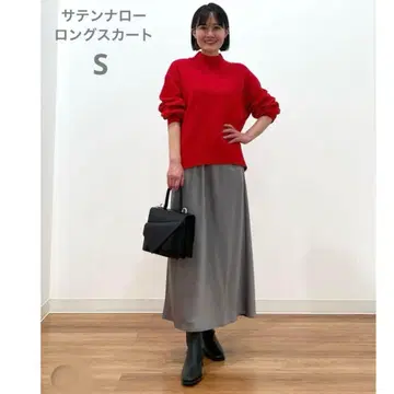 플라스테 새틴 내로우 롱 스커트 그레이 S