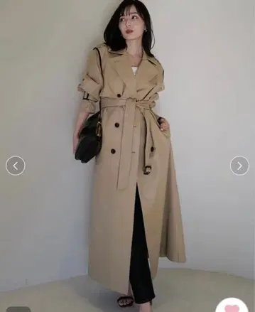 nuans 비건 가죽 트리밍 2WAY 트렌치코트