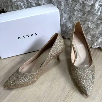 [ 새상품급 ] RANDA 골드 글리터 하이힐 핑 힐 스틸레토