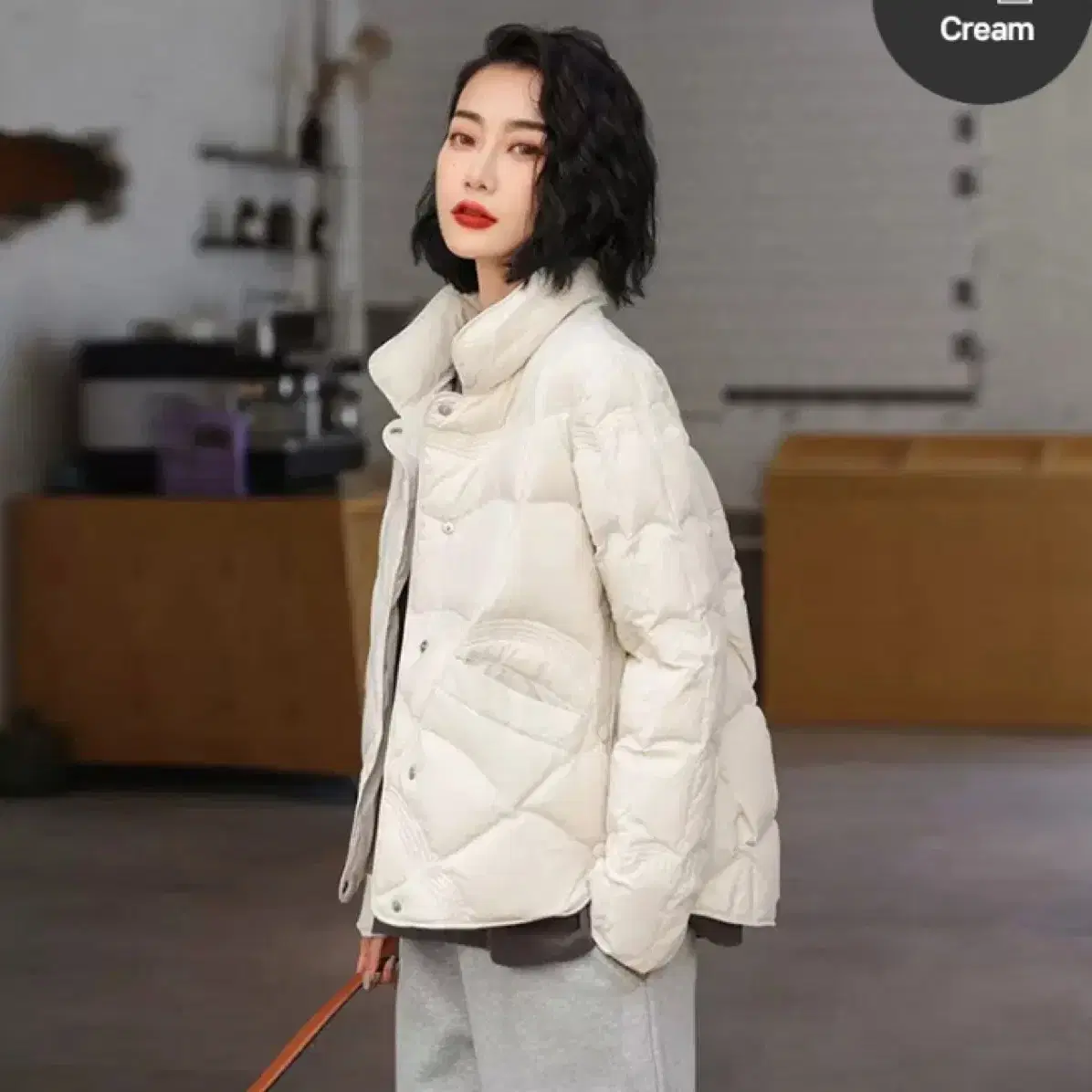 Down short padding dia quilting jumper