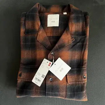 유니클로 JW ANDERSON 브러쉬드 코튼 오버 사이즈 셔츠 L 브라운