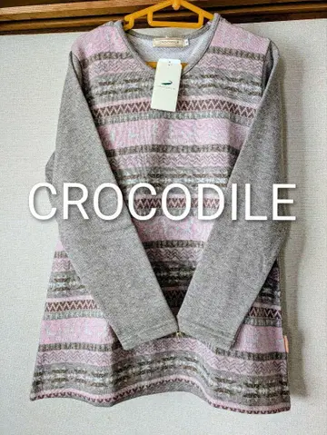 CROCODILE 긴팔 튜닉 롱T 핑크/그레이 택 포함 새상품