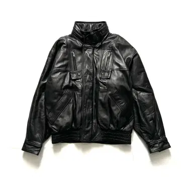 90s archive 양가죽 레더 블루종 봄버 자켓 크롭 퀼팅