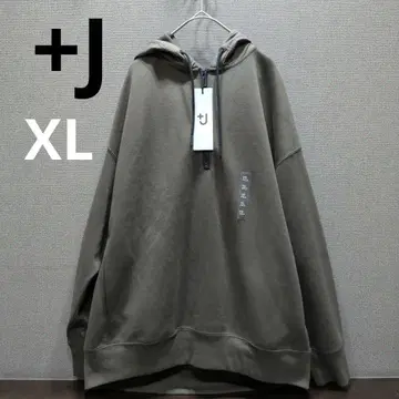 유니클로 +J 드라이 맨투맨 하프 지퍼 후드티 XL