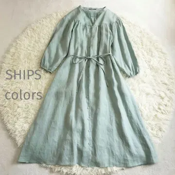 SHIPS colors 7부 소매 린넨 셔츠 원피스 민트 그린