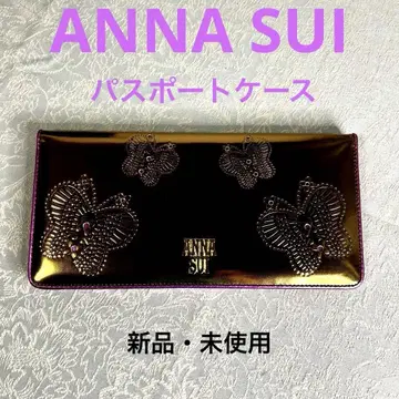 레어 ANNA SUI 안나수이 여권 케이스 골드 염소가죽 소가죽 여행