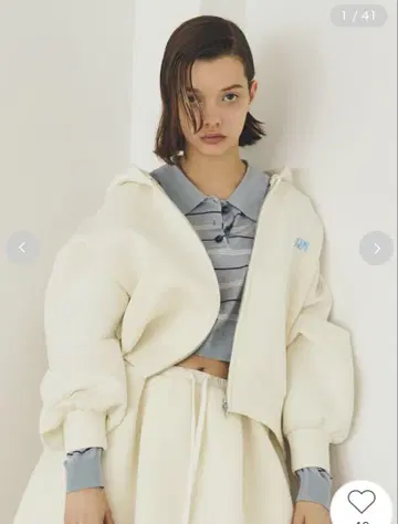 새상품 FURFUR 로고 자수 집업 후디 화이트