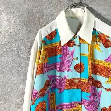 JEUNE MAISON 스카프 셔츠 올 패턴 긴팔 패턴 셔츠 레귤러 카라