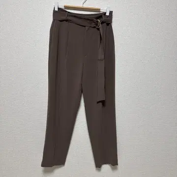 [새상품급] BEIGE. 사이즈 4 브라운 와이드 레그 팬츠 벨트 온워드